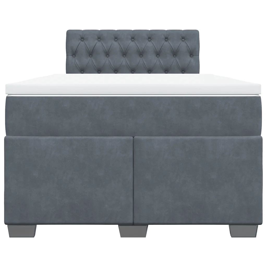 Giroletto a Molle con Materasso Grigio Scuro 120x200 cm Velluto