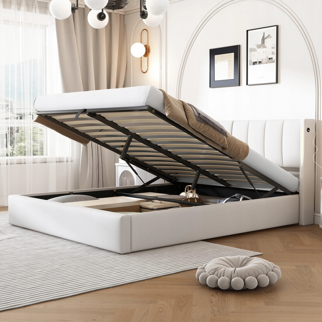 Letto Matrimoniale - Xylo - 180x200 cm - Bianco - USB LED Testiera Regolabile