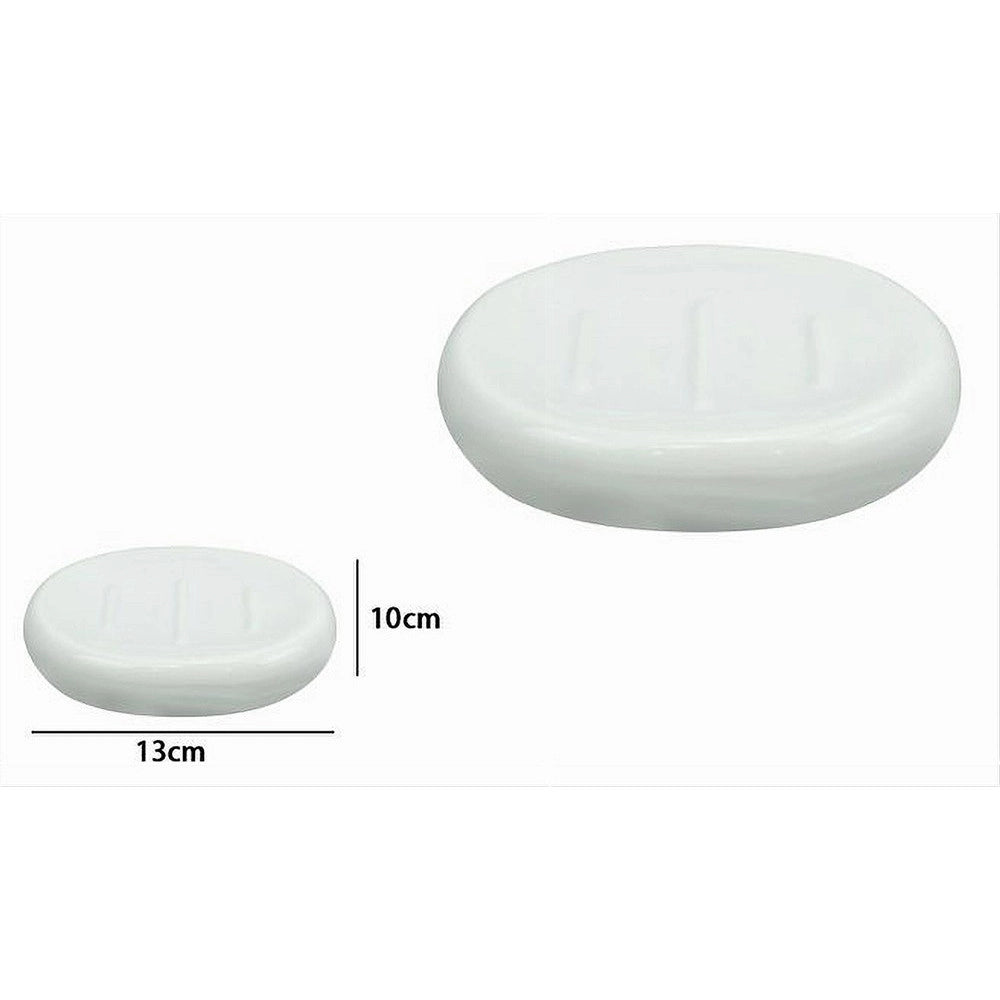 Trade Shop - Piattino Per Sapone Ceramica Bianco Portasaponetta Moderno Accessori Bagno 79246 -