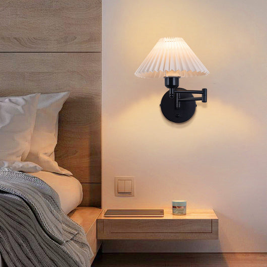 ZMH Applique da parete per interni in tessuto bianco E27 con paralume retrò per scala della camera da letto