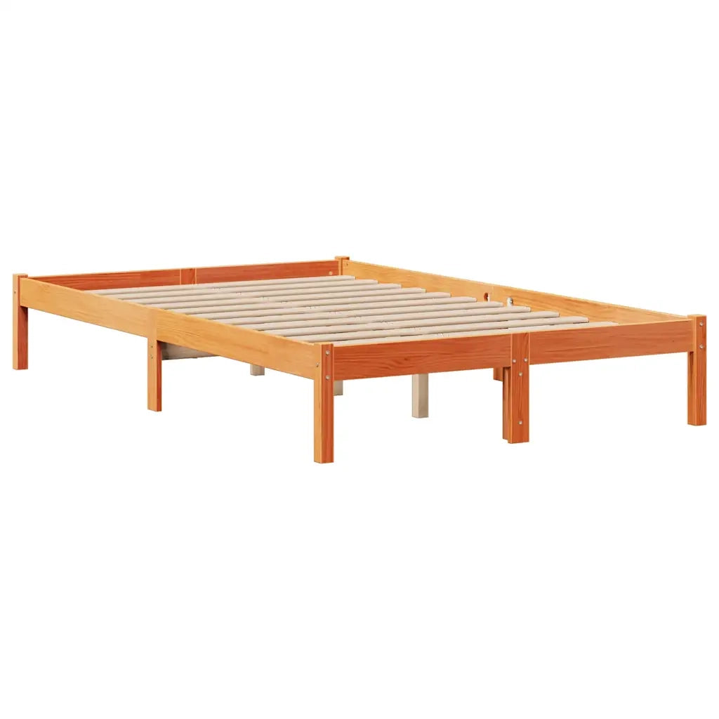 Letto Libreria senza Materasso Marrone Cera 135x190 cm in Pino 3321639