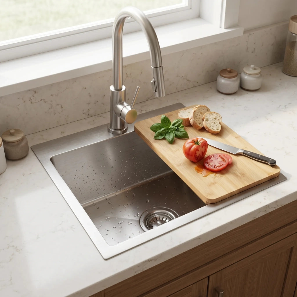 Lavello In Acciaio Con Set Di Accessori 3 Pz. Rea Leo 50 Brush Nickel