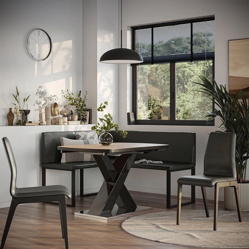 Vicco panca ad angolo Ravon, Nero, 120 x 150 cm