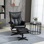 POLTRONA Girevole Reclinabile con Poggiapiedi 78x64,5x45 cm Nero