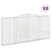 Set di 8 gabbioni ad arco per recinzioni a gabbia e muri di contenimento 400 x 30 x 180/200 cm ferro zincato argento 02_0041211