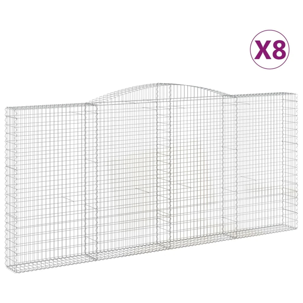 Set di 8 gabbioni ad arco per recinzioni a gabbia e muri di contenimento 400 x 30 x 180/200 cm ferro zincato argento 02_0041211