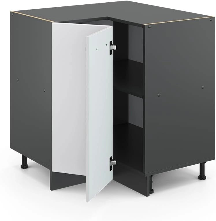 Mobile ad angolo cucina R-Line, Bianco lucido, 75.6 cm senza piano di lavoro, per la libera combinazione all'interno di sistemi cucina modulari