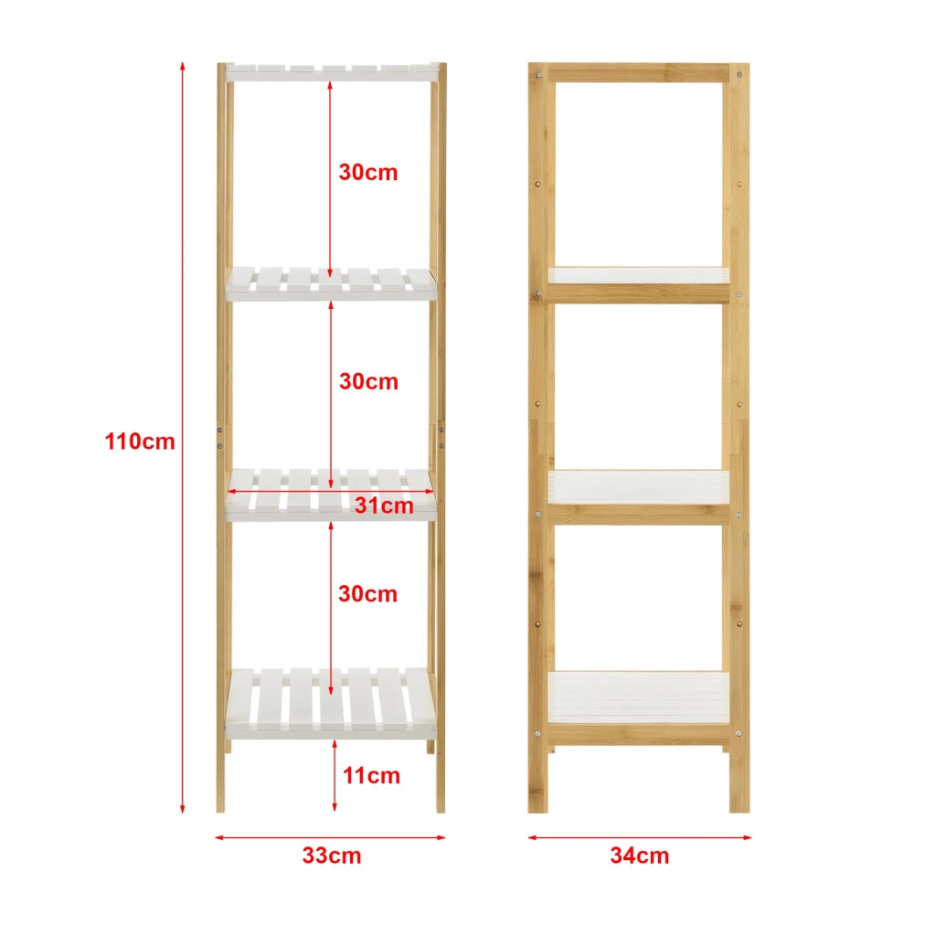 Scaffale portaoggetti in bambù 33 x 34 x 110 cm bianco naturale 03_0006975