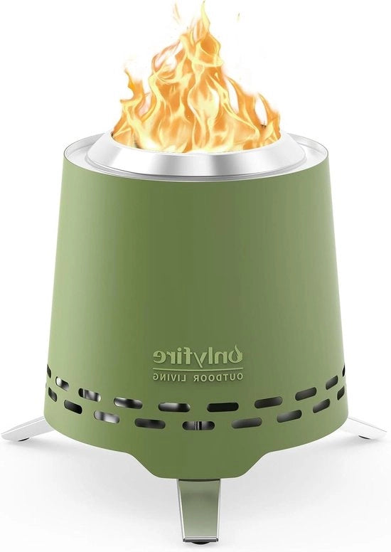 Fornello da Tavolo 16.5CM Resistente al Calore Senza Fumo Piccolo Stufa per Terrazza Esterna con Supporto per Pentola e Borsa di Stoccaggio Mini Fornello Portatile per Pellet o Legna - Fornello a Cono Verde