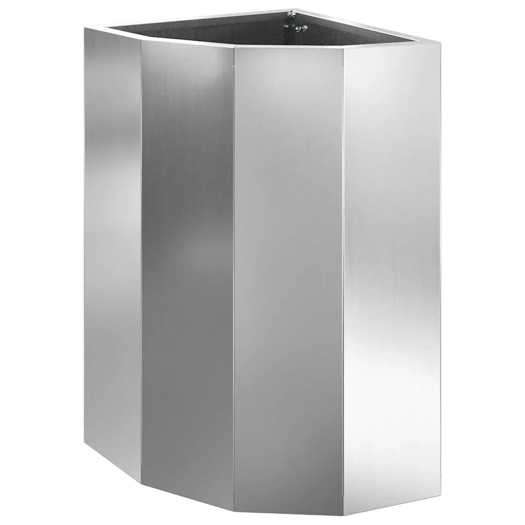 Vaso d'angolo-Fioriera-Contenitore per Piante Argento 30 x 30 x 50 cm Acciaio zincato