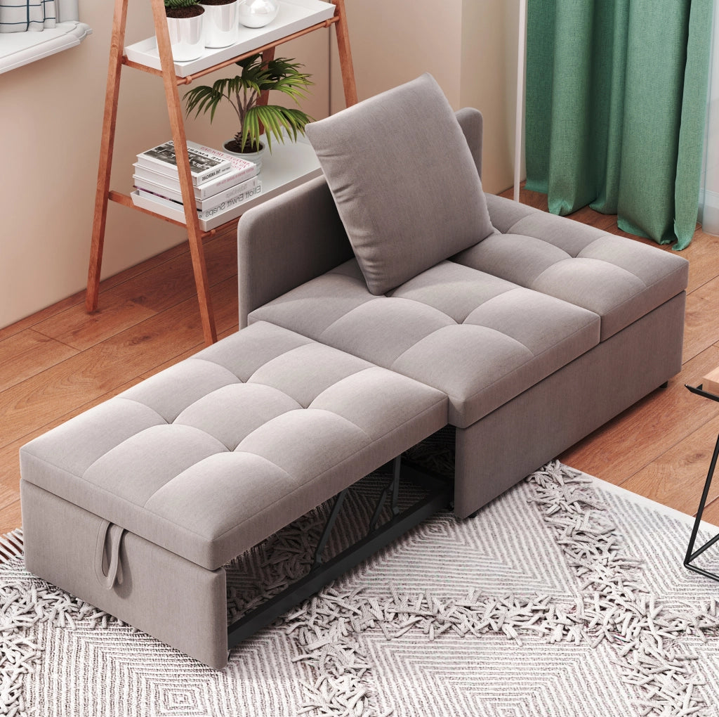 Divano letto 3 in 1 grigio con schienale reclinabile