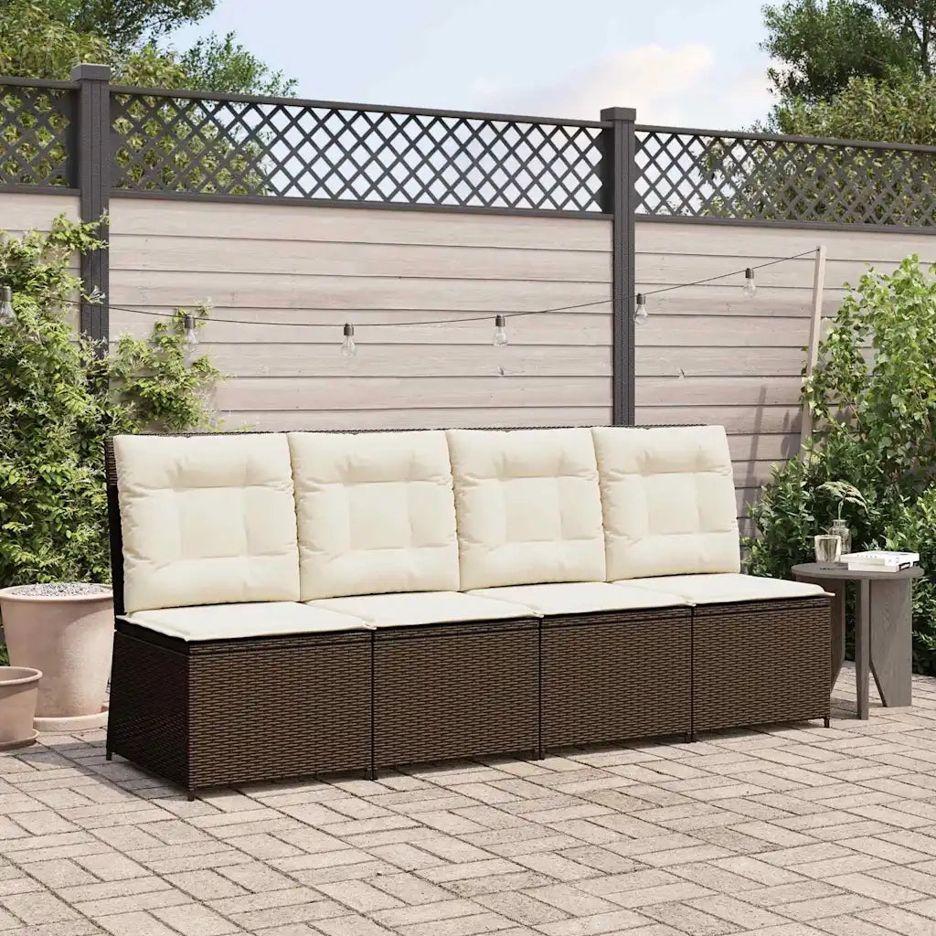 vidaXL Divano da giardino con cuscino Marrone Poly Rattan
