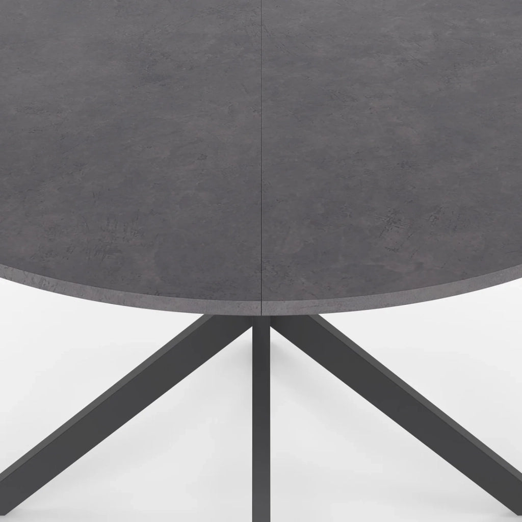 IDMarket - JASPE Tavolo da pranzo rotondo per 6 persone con piano effetto cemento e gamba a ragno grigio antracite 110 cm
