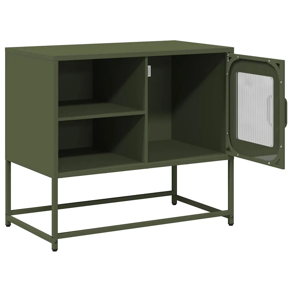 Mobile TV Verde Oliva 68x39x60,5 cm in Acciaio 853390