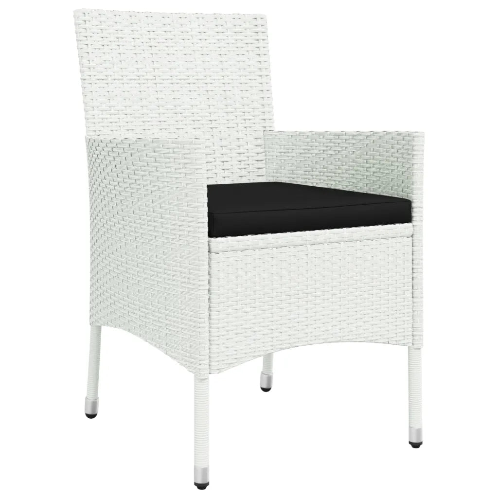 Set da Pranzo da Giardino 5 pz con Cuscini in Polyrattan Bianco 3187342