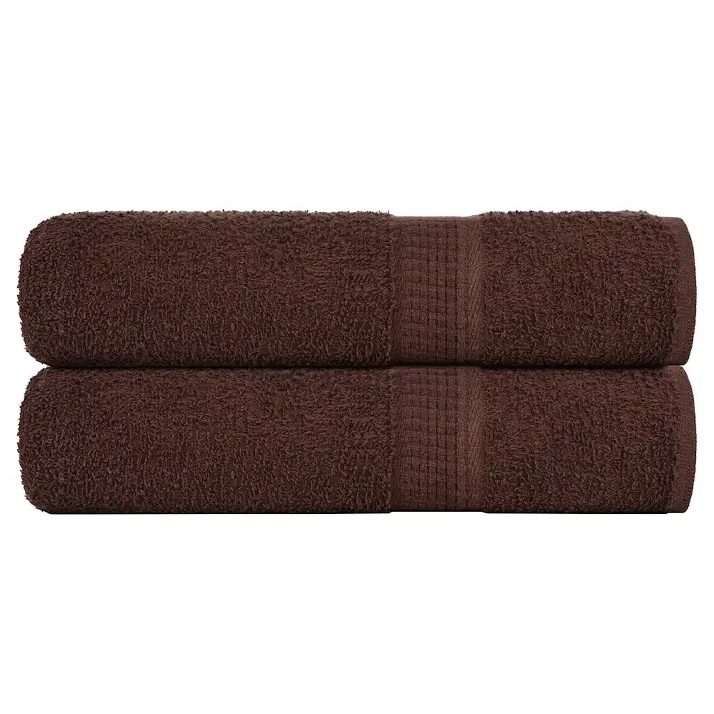 Asciugamani Doccia 2 pz Marrone 70x140 cm 360 g/mÂ² 100% Cotone