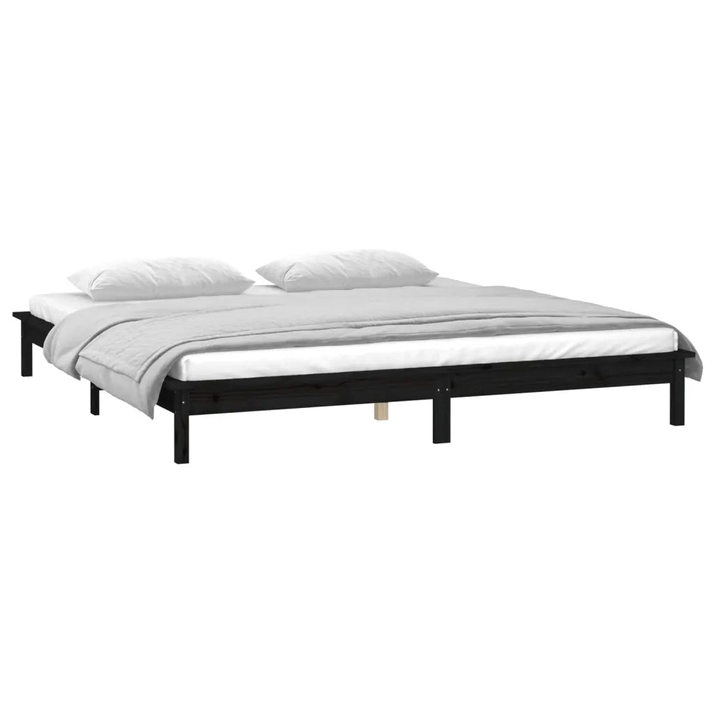 Giroletto LED-Struttura Letto con LED Nero 120x190cm Small Double in Legno Massello