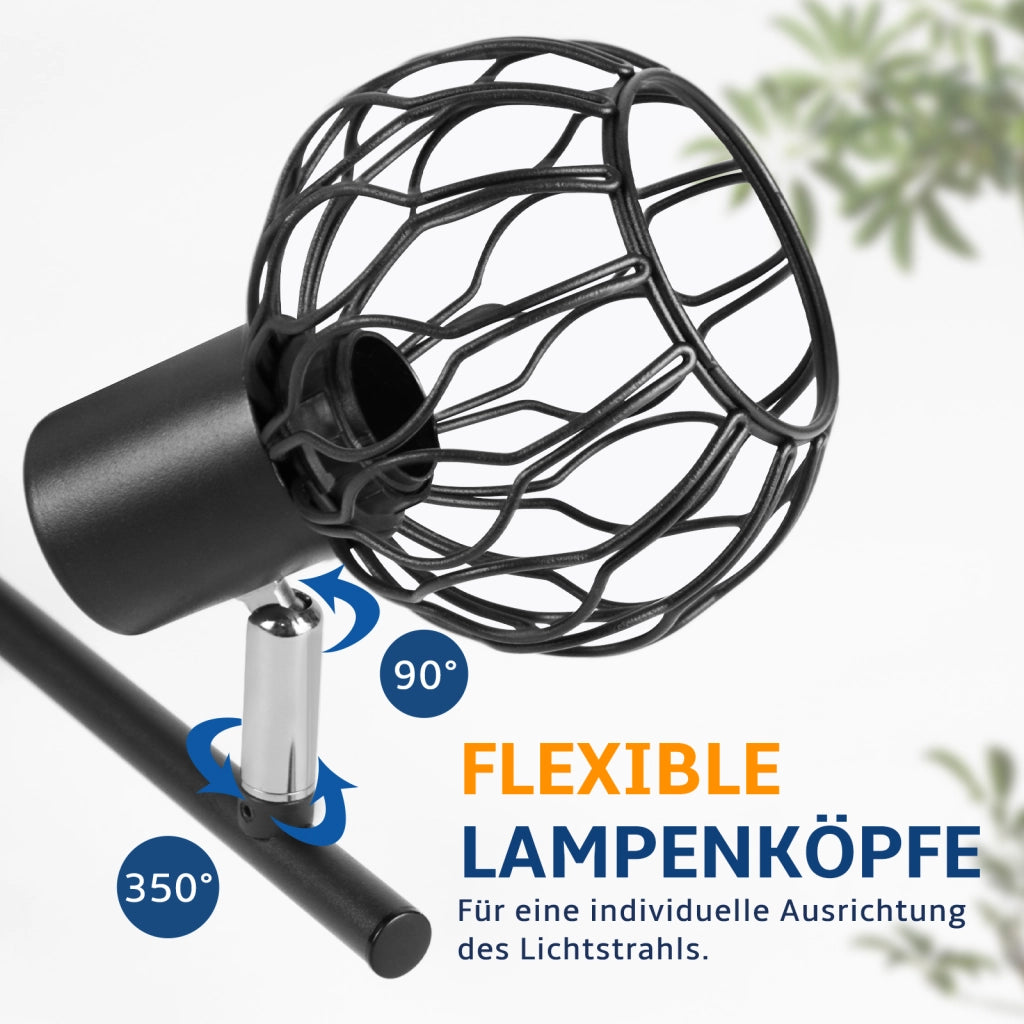 ZMH Faretto da soffitto 2 Luci Nero E14 Metall Orientabile Moderni per Soggiorno Cucina Corridoio Senza Lampadina