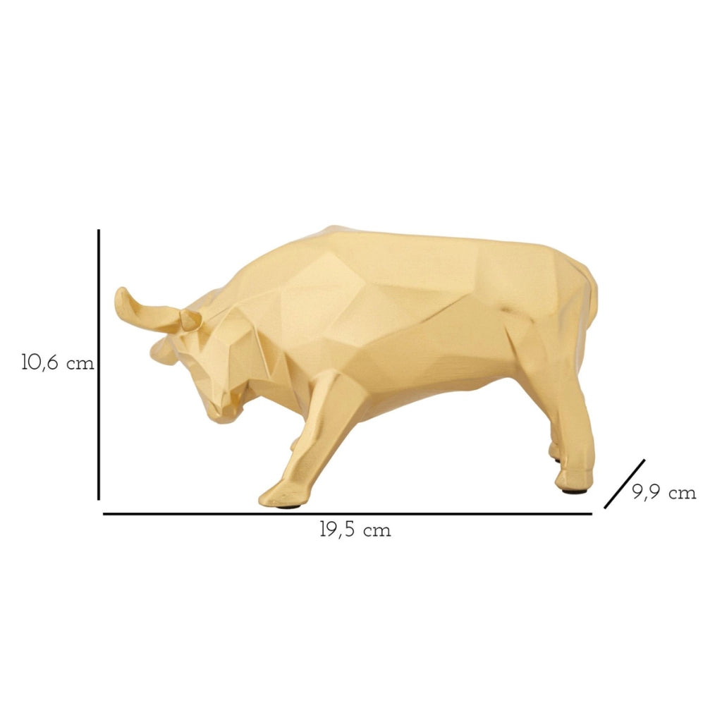 Scultura Toro, Oro, Poliresina, 19,5x9,9x10,6 cm
