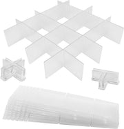12 verstilbili sostegni con 64 clip di fissaggio, organizzatore di carrello in plastica, organizzatore flessibile per la cucina e la scrivania. Ideale per calze e piccoli oggetti.
