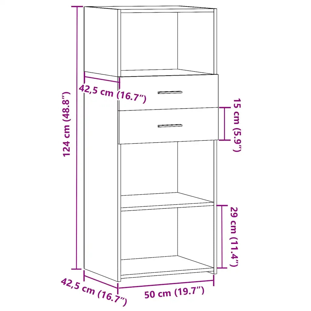 Credenza Nera 50x42,5x124 cm in Legno Multistrato
