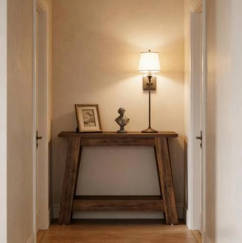 Tavolo consolle rustico 105 x 30 x 80 cm con 2 ripiani