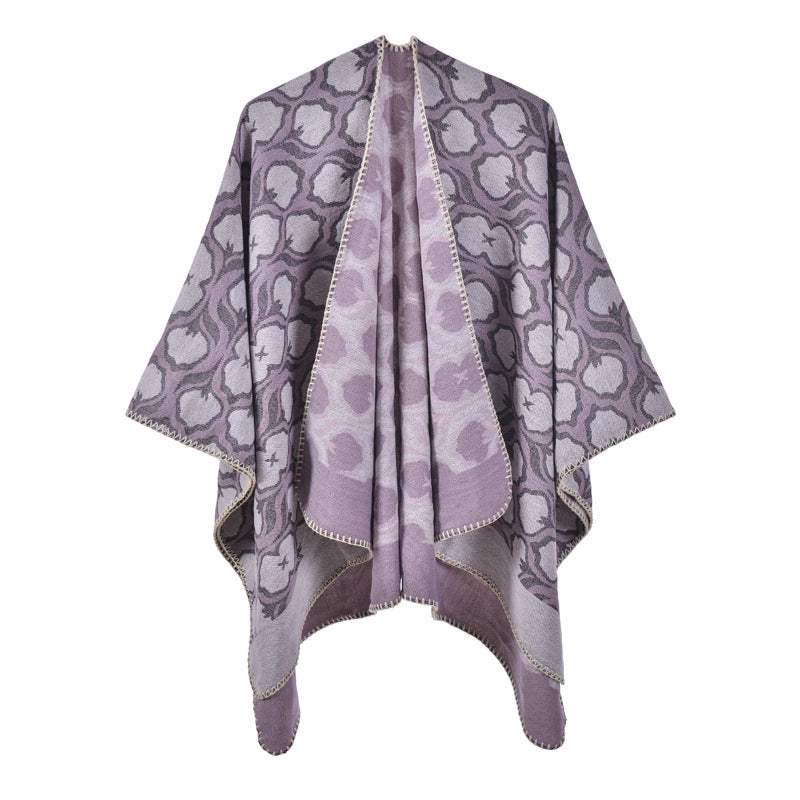 Nuovo scialle diviso in jacquard di cashmere da donna, caldo e spesso.