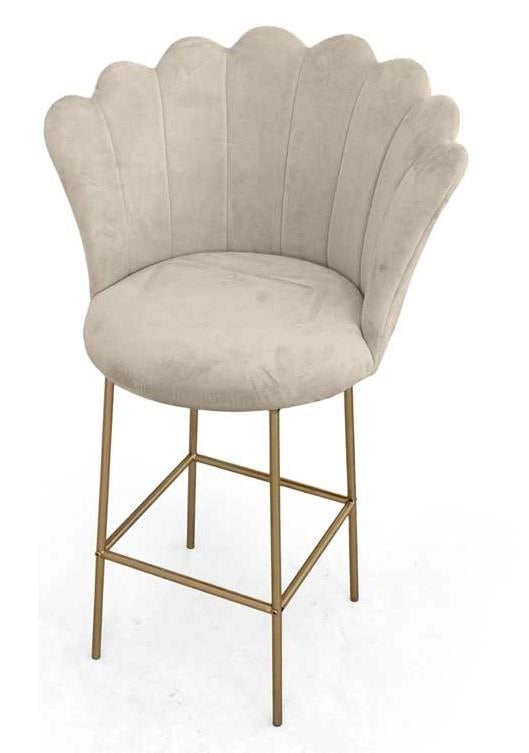 SGABELLO A FIORE CON SEDUTA IN VELLUTO 65X54XH104 CM COLORE BEIGE