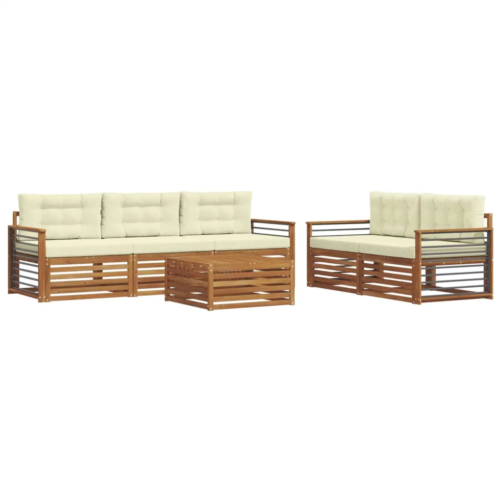 Set di divani da esterno con cuscino 6 pcs Naturale e Crema 3373030