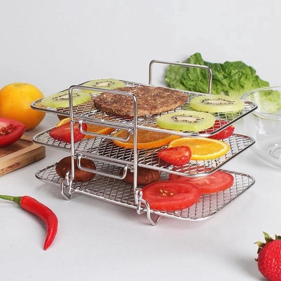 Barbecue laag rimovibile, rete di gomma in acciaio inossidabile, rete per la cucina, rete a sghimbescio per frutta e verdura, rete a più strati per alimenti