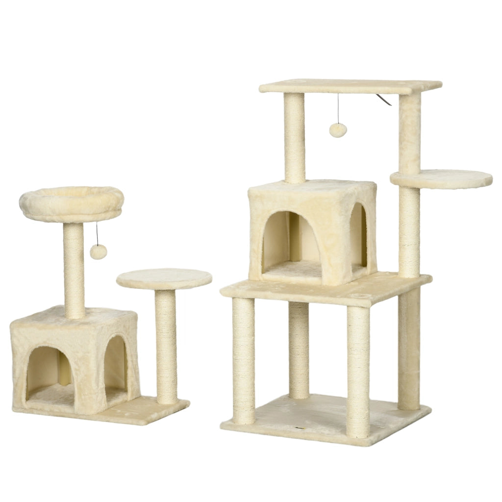 Tiragraffi per gatti con nicchie e piattaforme ¨C zephmum ¨C beige 171 cm