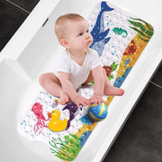 Mat per bambini con stampa cartoon - Lunghezza extra e antiscivolo (40 x 100 cm) con fori di scarico e morsetto - Ideale per bambini e neonati