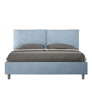 Letto matrimoniale senza rete imbottito 160x190 microfibra azzurro Antea