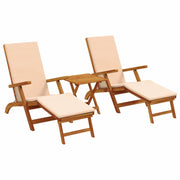 Lettino Prendisole | Sdraio da giardino | Lettino da sole reclinabile e pieghevole 3 pz Beige
