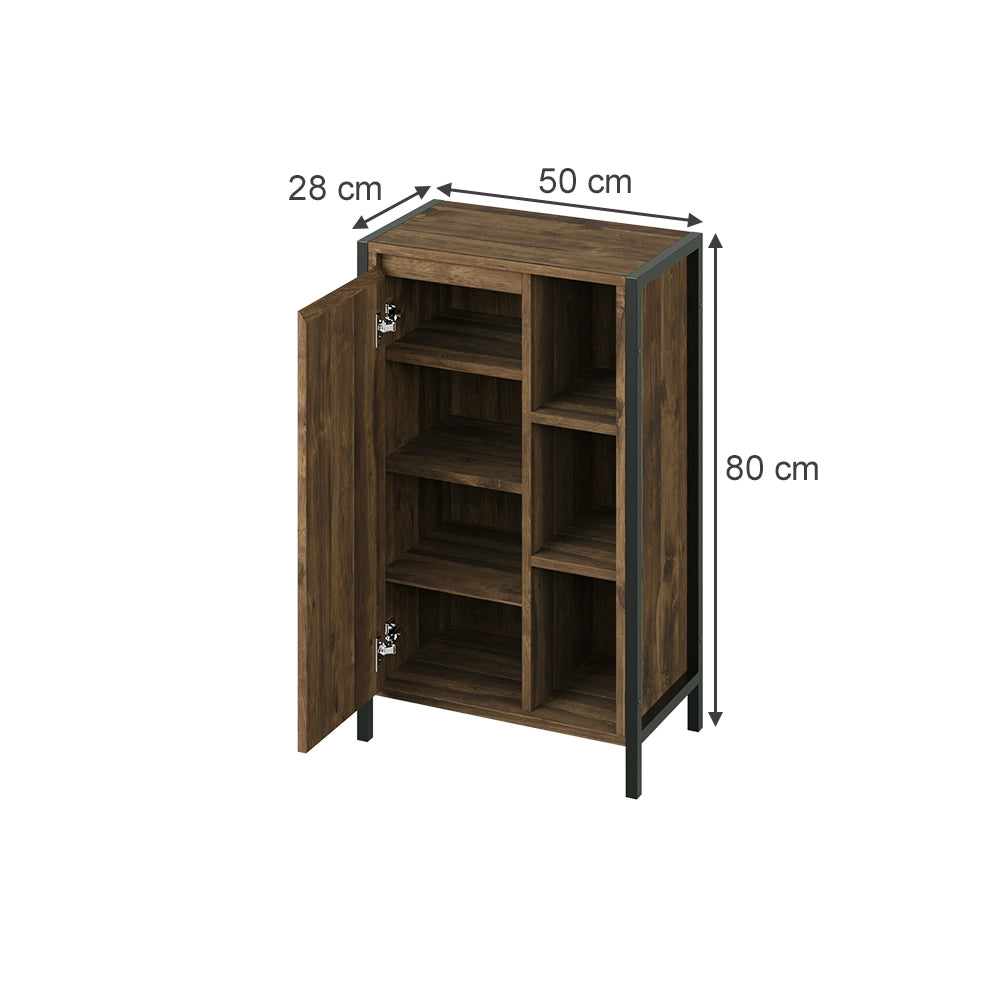 Vicco mobiletto bagno Quercia/nero 50 x 80 cm con 7 scomparti