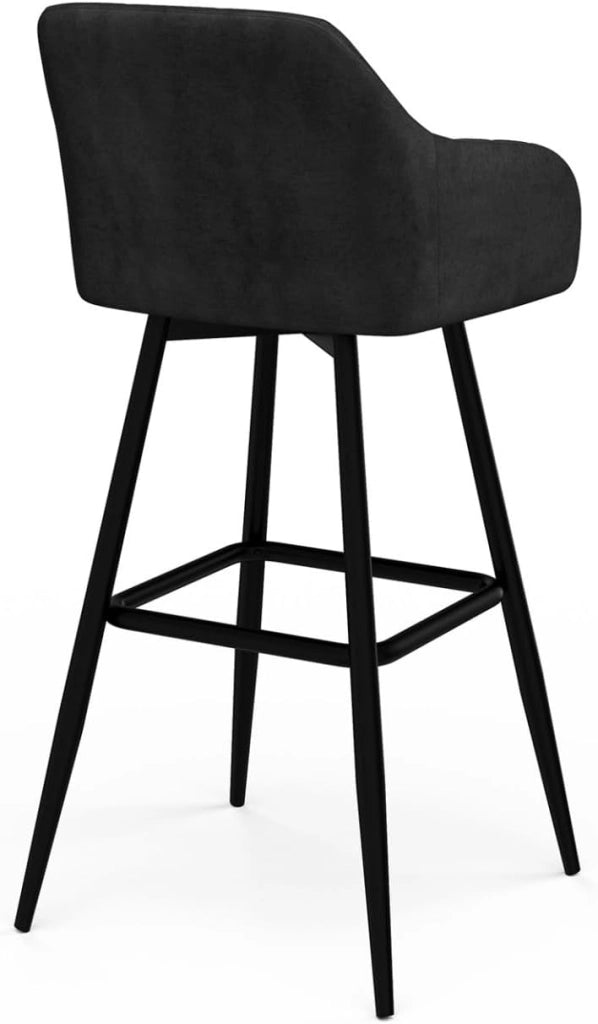 Set di 4 sgabelli da bar MADY con braccioli in velluto nero