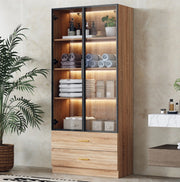Mobile alto da bagno marrone in MDF con vetro temprato