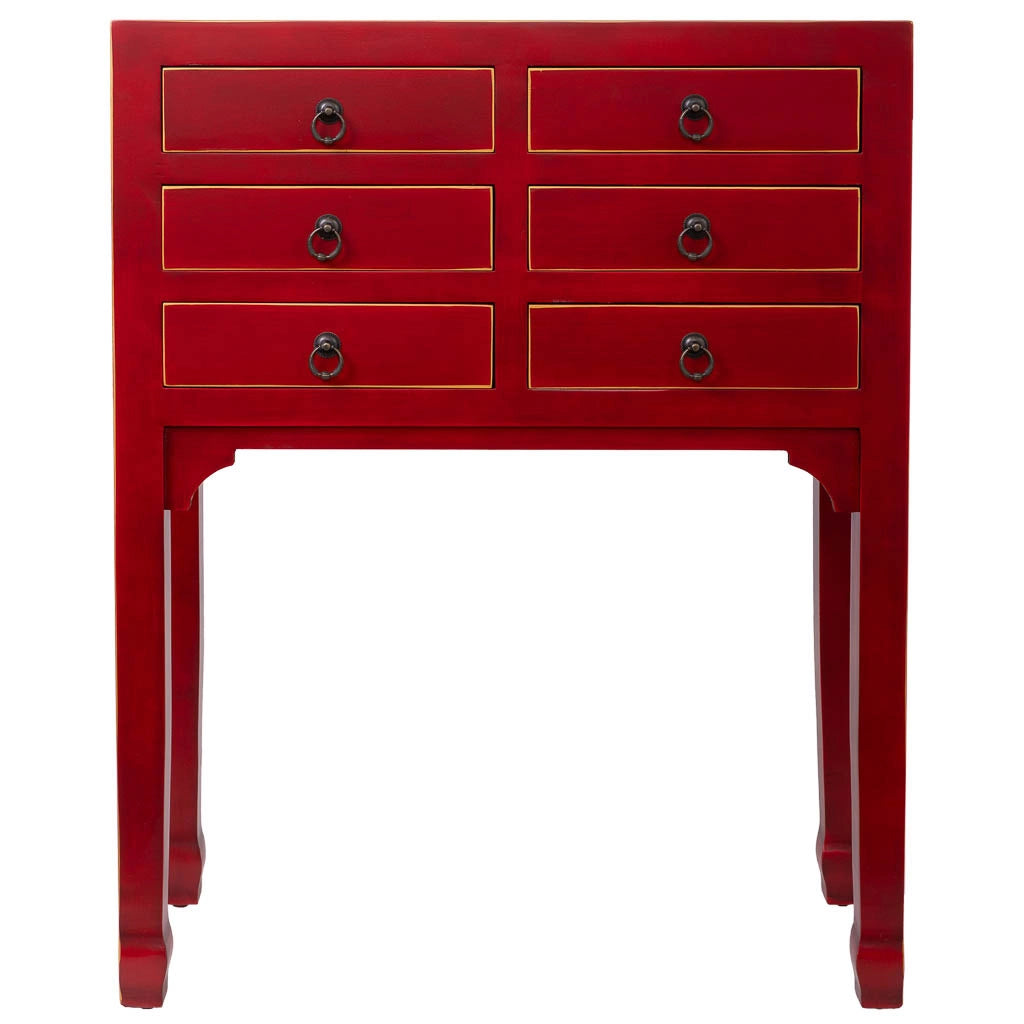 Mobile da ingresso in legno con 6 cassetti 63x26x82h cm