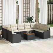 Set Divano da Giardino con cuscino 10 pcs Nero polyrattan 3347873