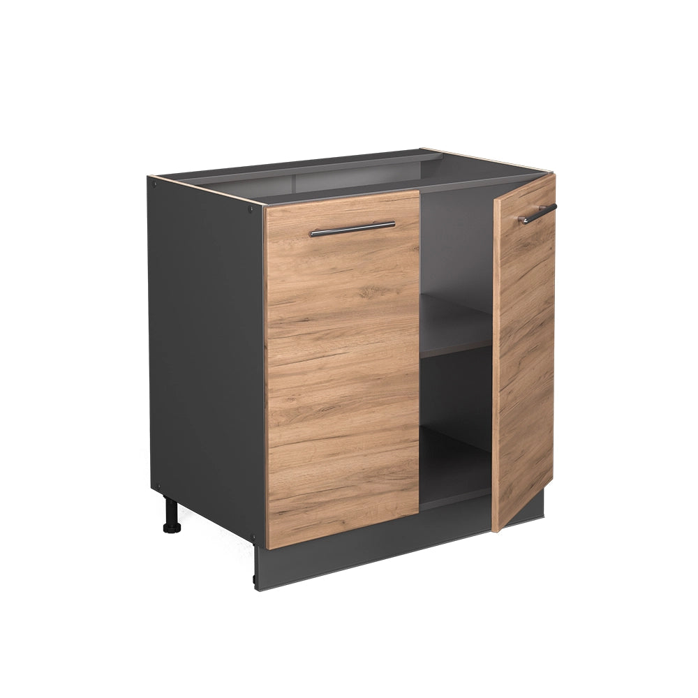 Mobile lavello cucina Fame-Line Rovere dorato/Antracite 80 cm con ripiano, senza piano di lavoro Vicco
