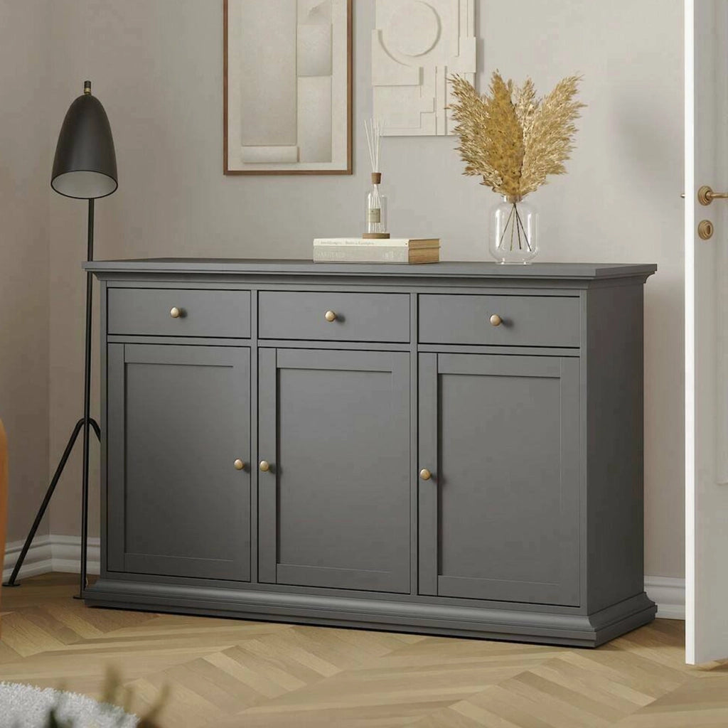Credenza Asola, Buffet da soggiorno, Madia da salotto, Dispensa da cucina, 144x46 h92 cm, Grigio