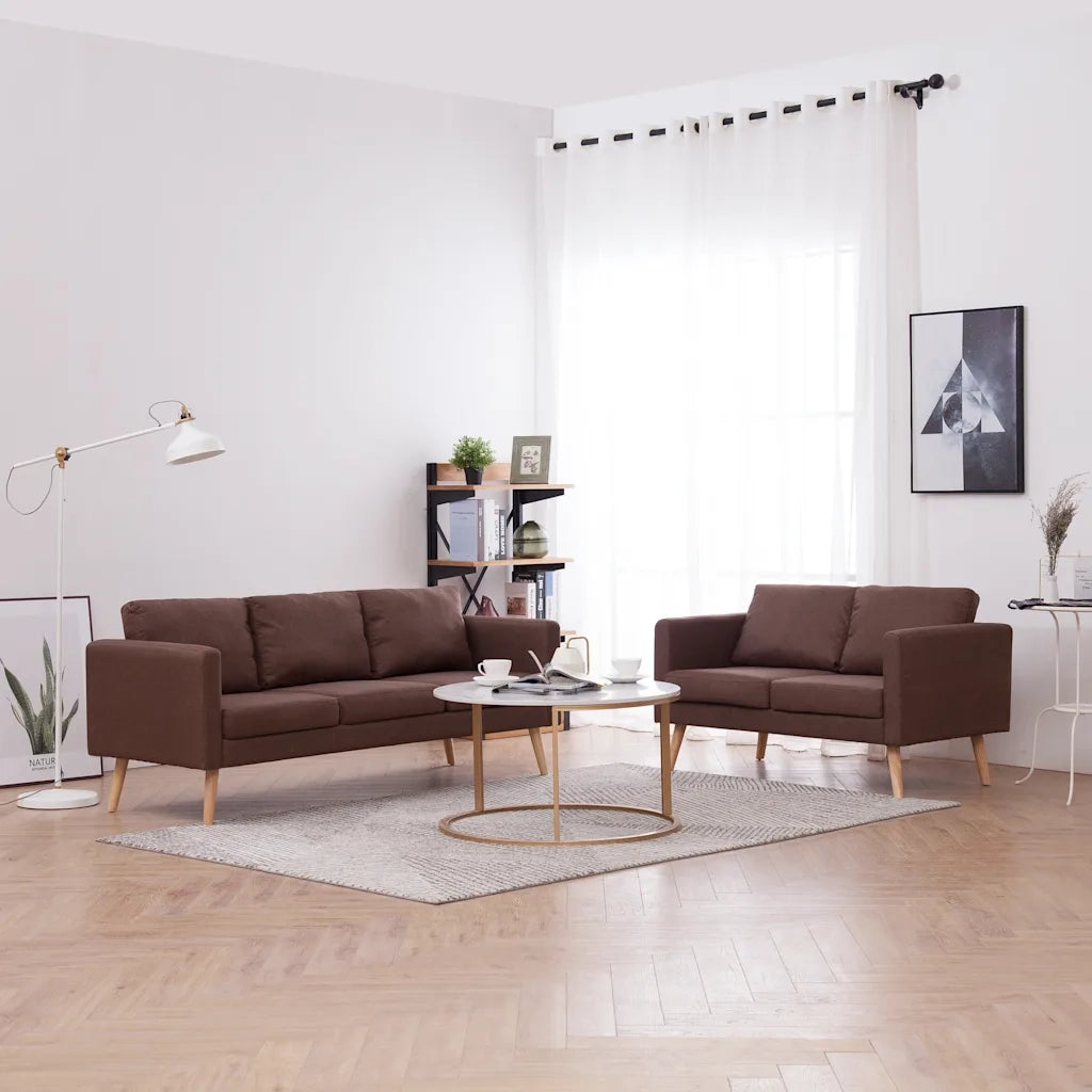 Set Divani 2 pz in Tessuto Marrone 276852