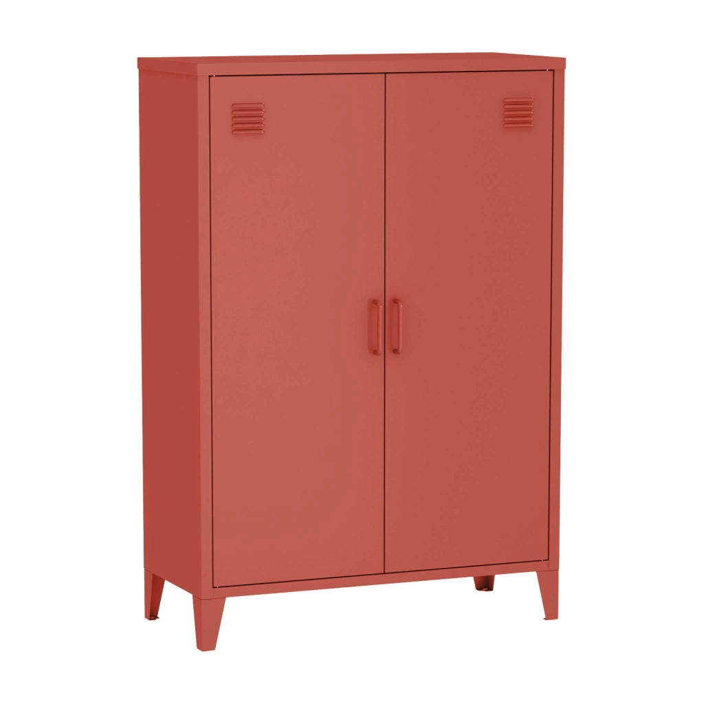 Set di 2 armadietti in metallo, 2 ante, terracotta