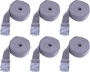 Set di 6 cinghie di trazione per auto, motociclo, bicicletta - Cinghie di trazione con spille - Cinghie di trazione per trasporto e stoccaggio - Grigio/Beige - 25 mm x 2 m