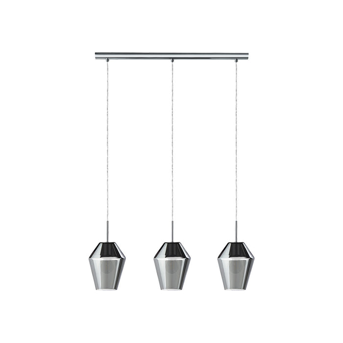 Lampadario Contemporaneo Murmillo 3 Luci Acciaio Cromo