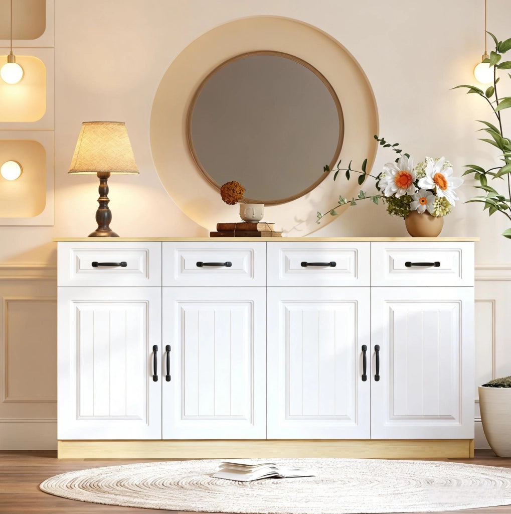 Credenza moderna in MDF 160 cm con 4 ante, 4 cassetti e ripiani regolabili