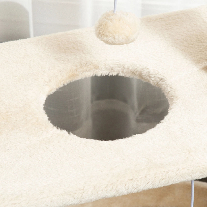 Albero Tiragraffi per Gatti con Lettino e Piattaforma U, 60 x 30 x 76 cm, Colore Naturale