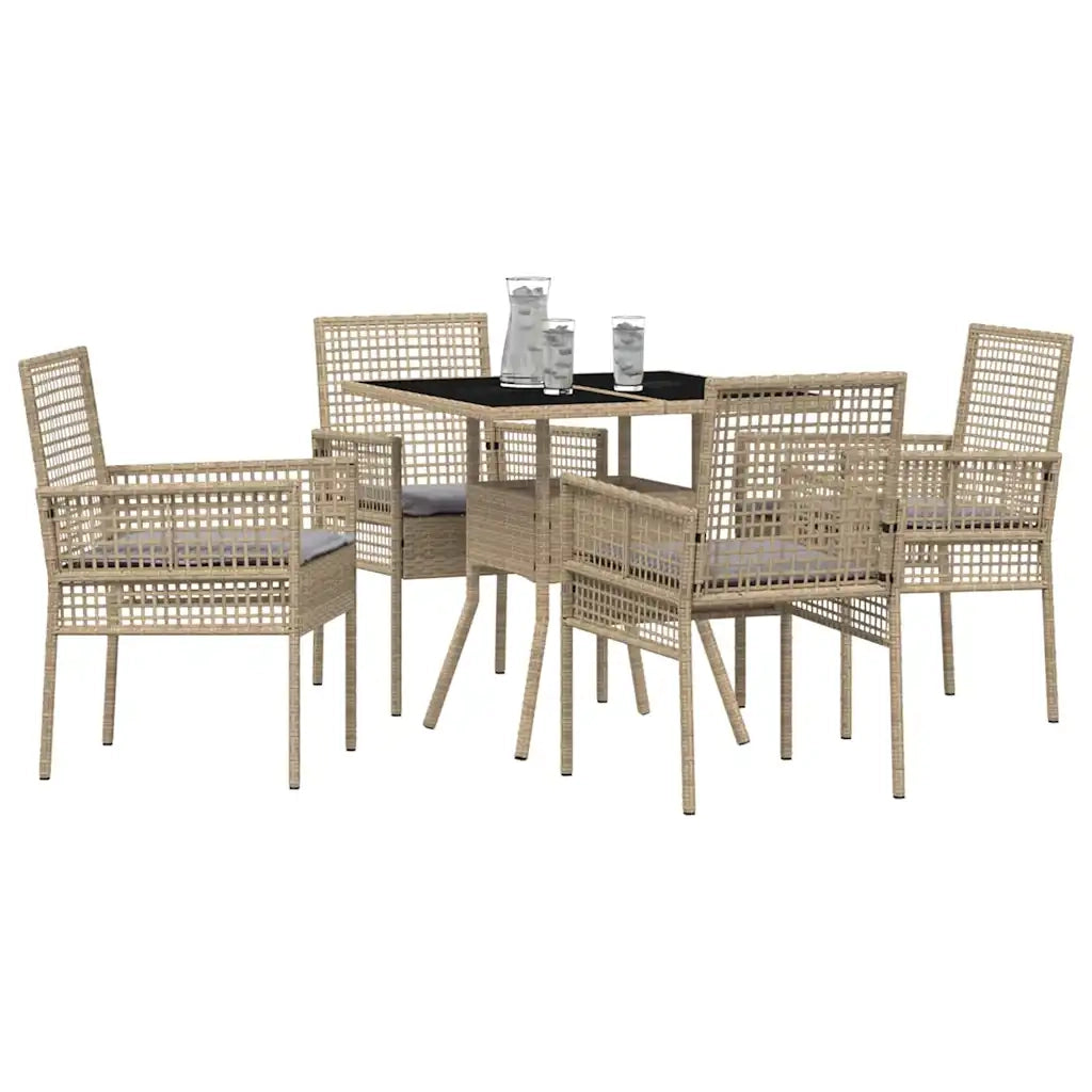 Set da Pranzo per Giardino 5 pcs Beige polyrattan 3334930