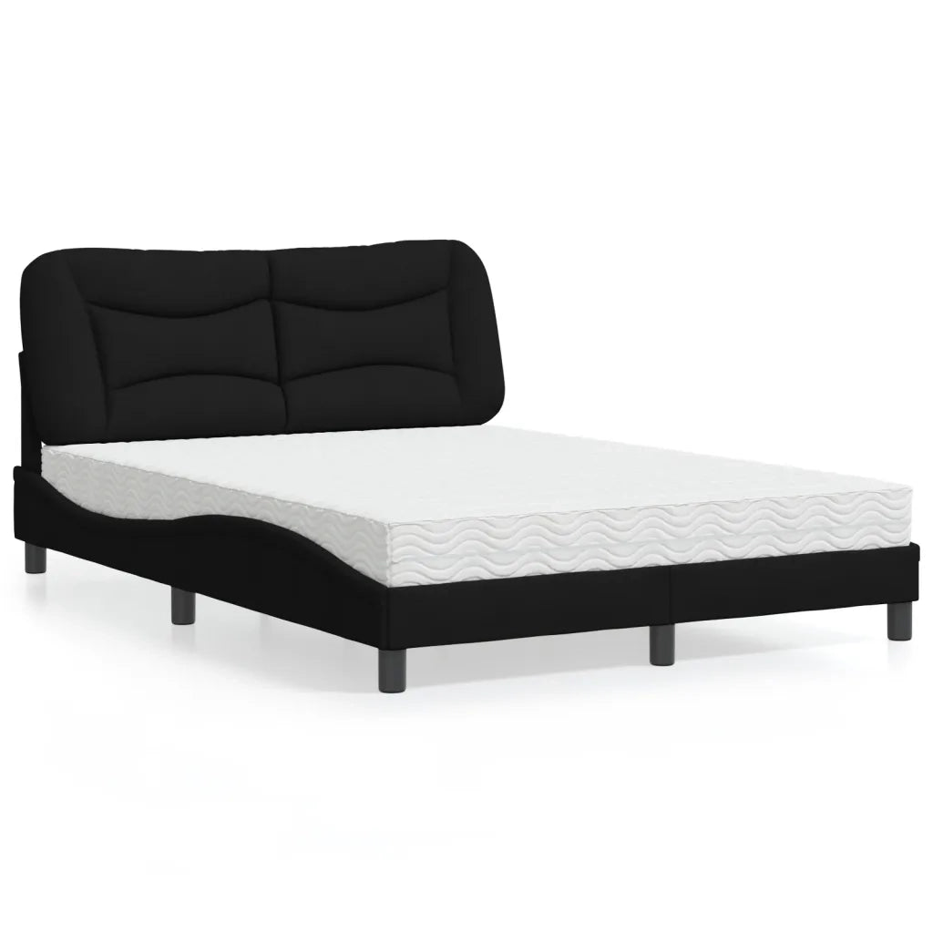 Letto con Materasso Hvar Nero 140x190 cm in Tessuto 3208529