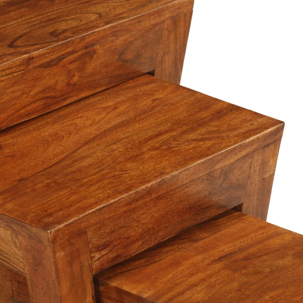 Tavolini Impilabili 3 pz Massello di Acacia 50x35x50 cm Marrone 246101